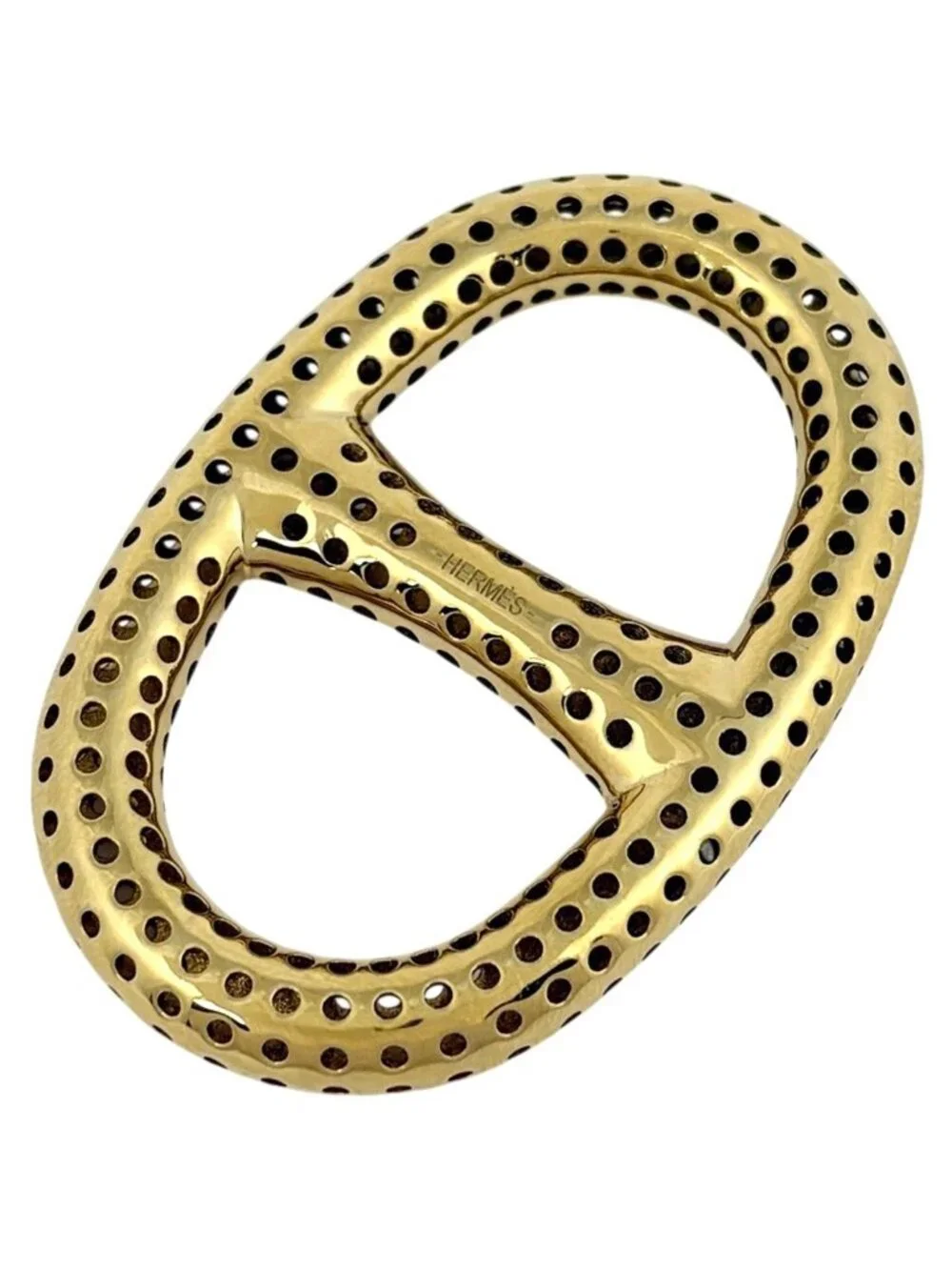 ★SOLD★ Hermes Chaine D'ancre Scarf Ring Perforet Gold Plated - Picture 1 of 5